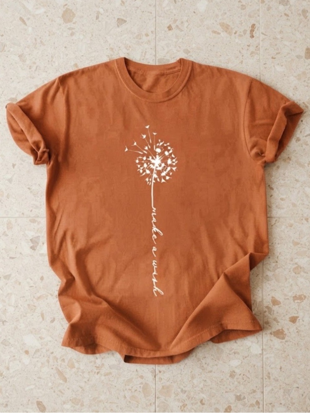 Make A Wish Dandelion Flower Cotton Gildan T-Shirt